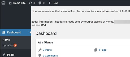 Modo de depuração do WordPress