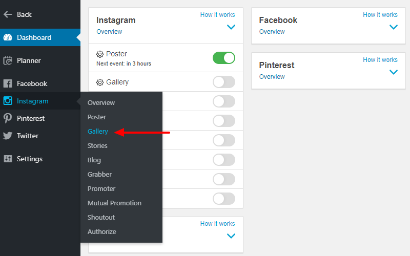 ferramenta de galeria do instagram