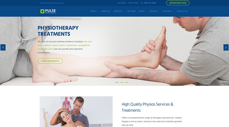 Tema WP médico de fisioterapia de pulso