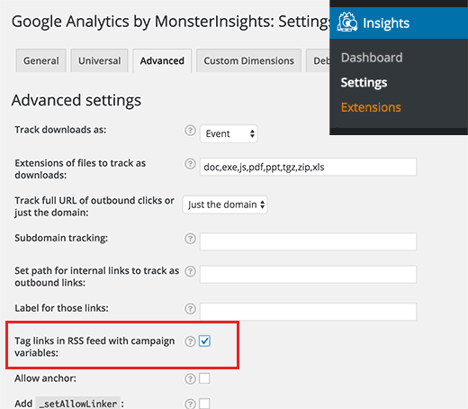 Acompanhamento de links de feeds RSS no Google Analytics