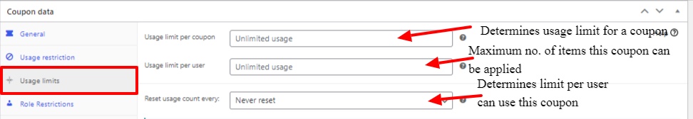 Limites de uso do cupom WooCommerce