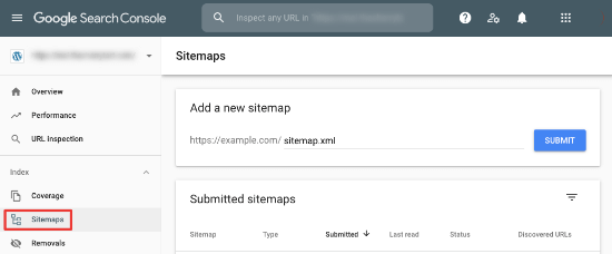 Adicionar mapa do site ao Google Search Console