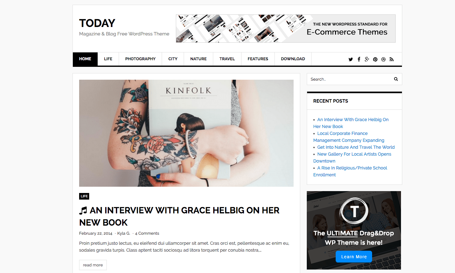 tema de hoje wordpress