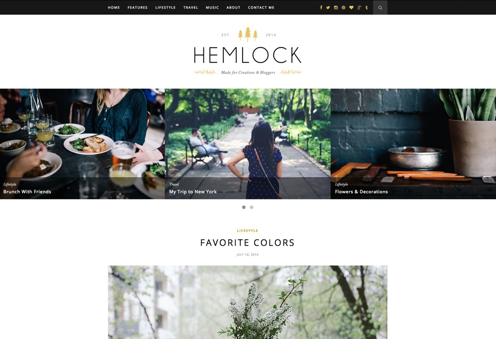 Tema de blog WordPress responsivo Hemlock
