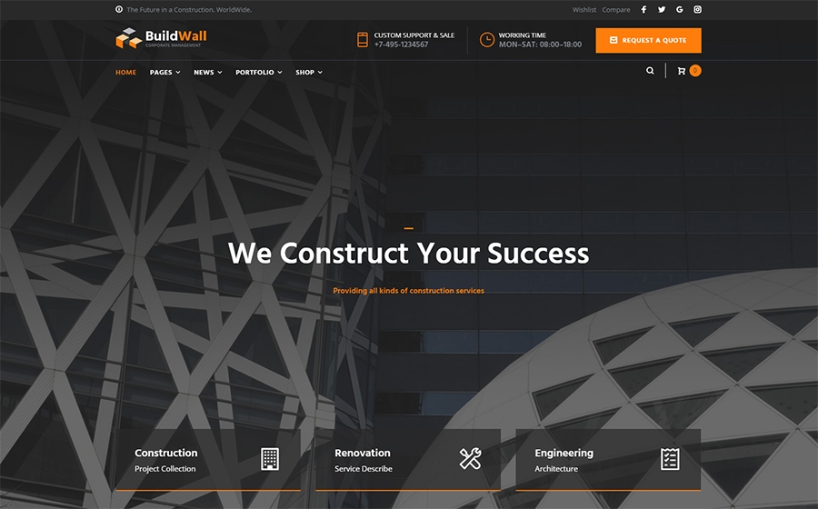 Tema WordPress multiuso BuildWall Construction Company