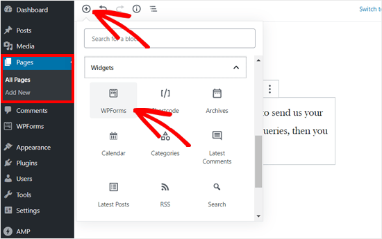 Adicione o bloco WPForms ao editor