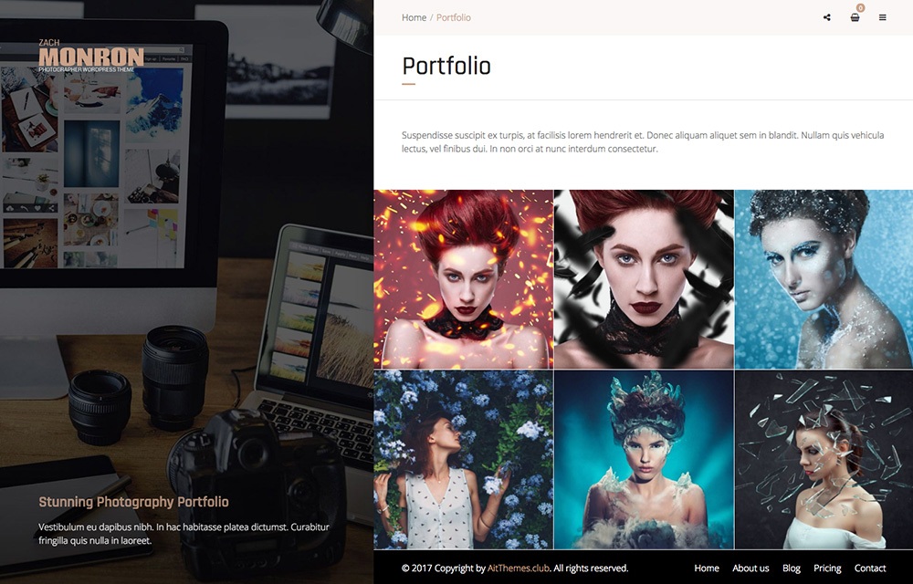 Tema WordPress de portfólio online de fotógrafo