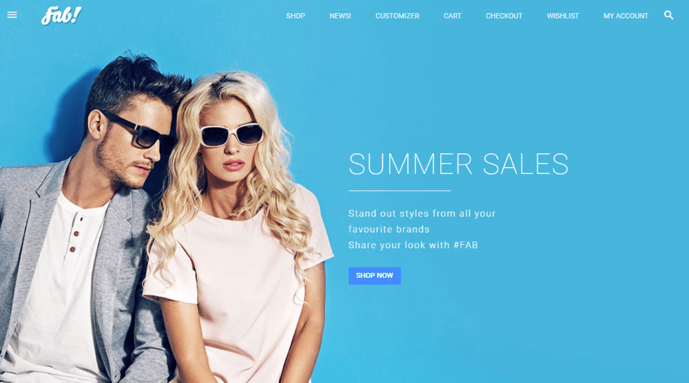 Fab Material Design WordPress Tema WooCommerce