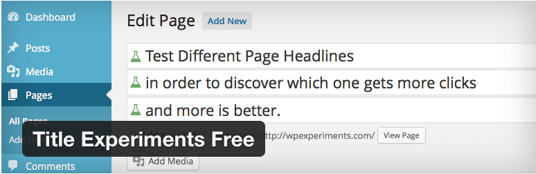 Título Experimentos Plugin WordPress Grátis