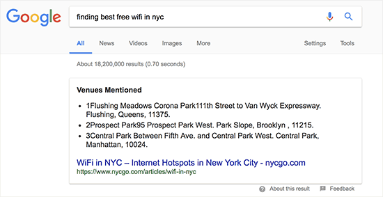 Um resultado de rich snippet na Pesquisa Google