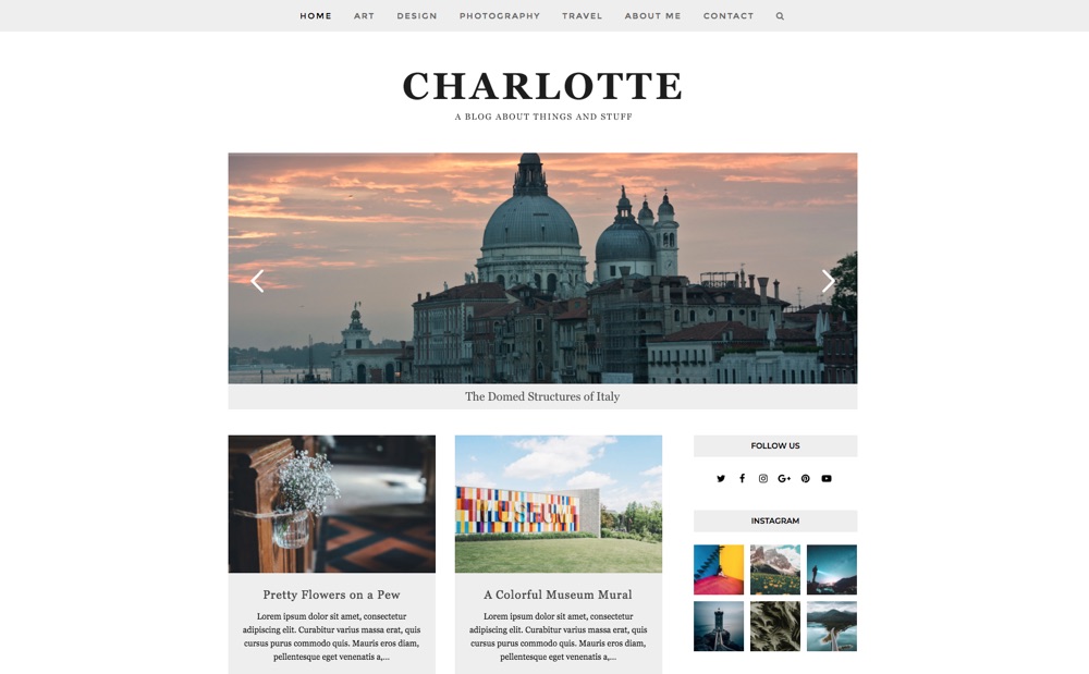 Tema WordPress Total Multiuso e Blogging: Charlotte Demo