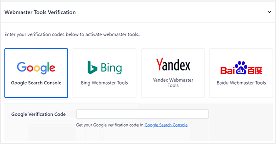 Verificação do Google Search Console
