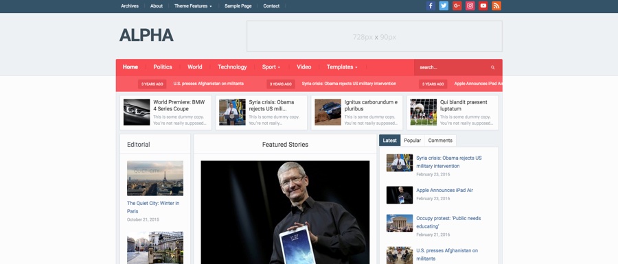 Tema WordPress Alpha News