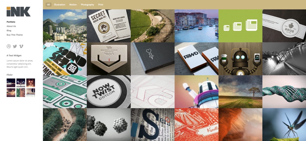 Tema WordPress de tinta