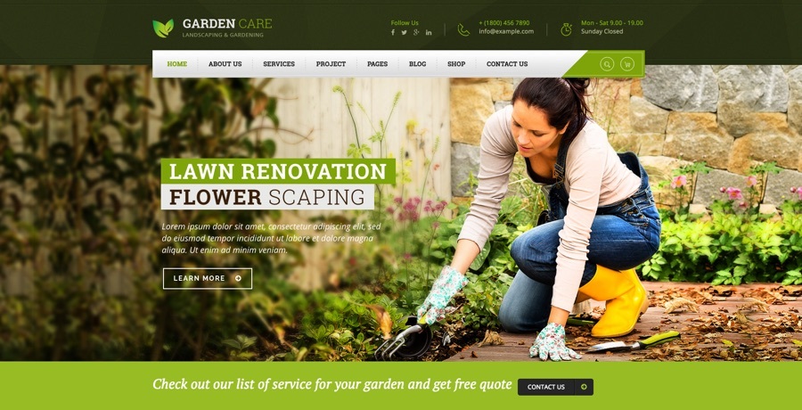 Tema WordPress Cuidados com o Jardim