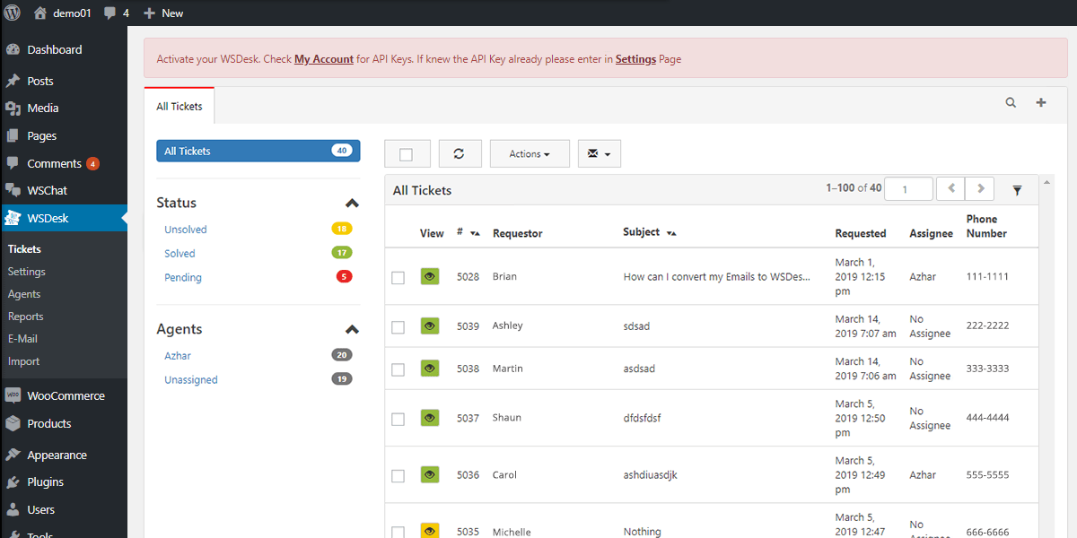 WSDesk - Help Desk ELEX WordPress