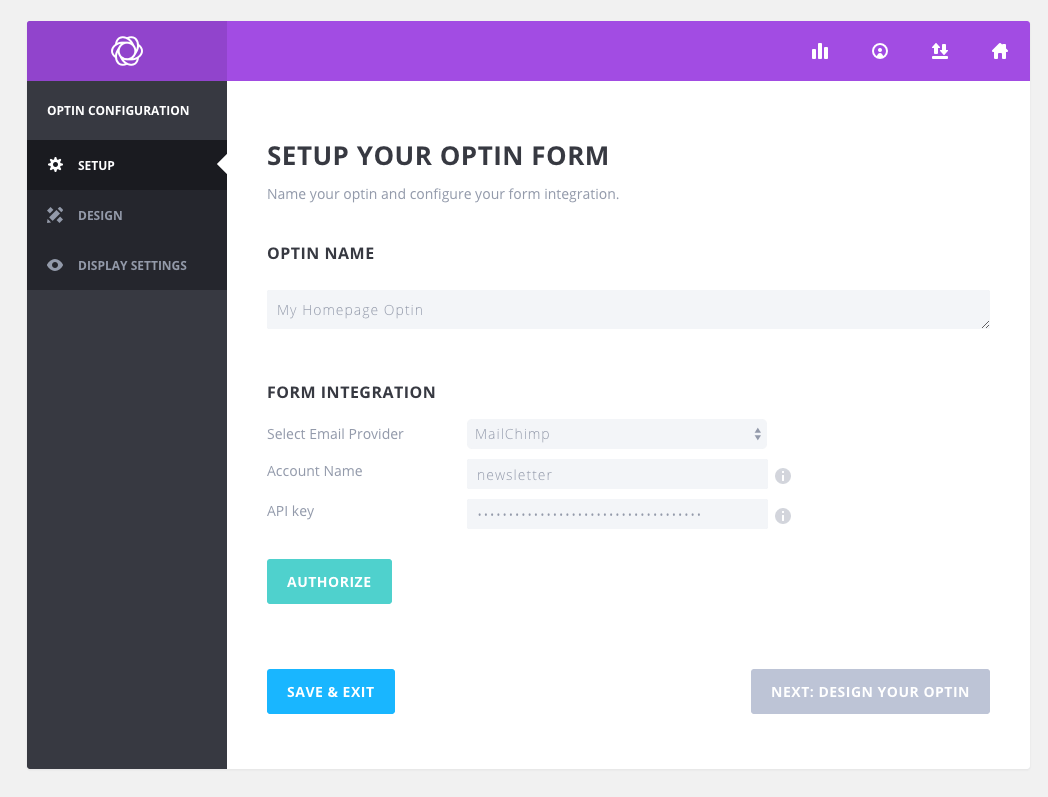 Bloom: adicione sua chave de API
