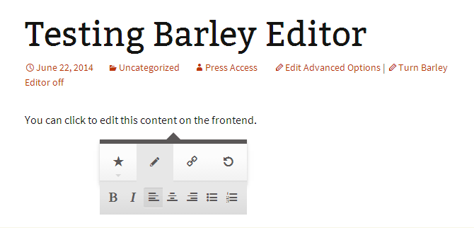 Editor em linha de front-end de cevada