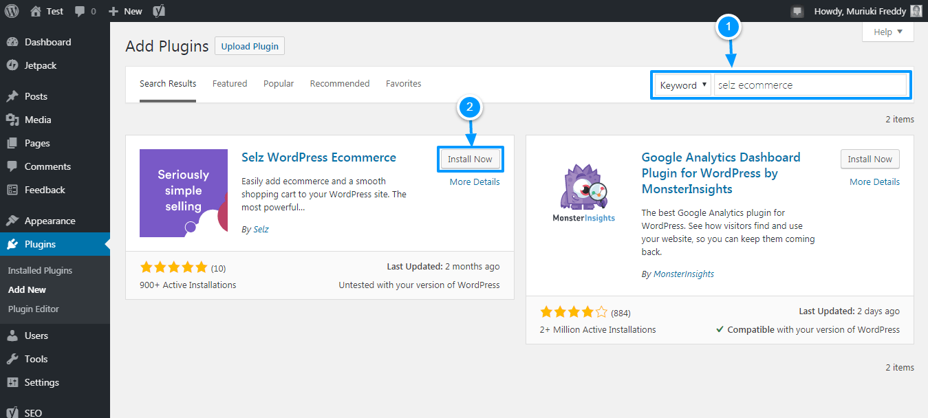 plugin de comércio eletrônico selz wordpress