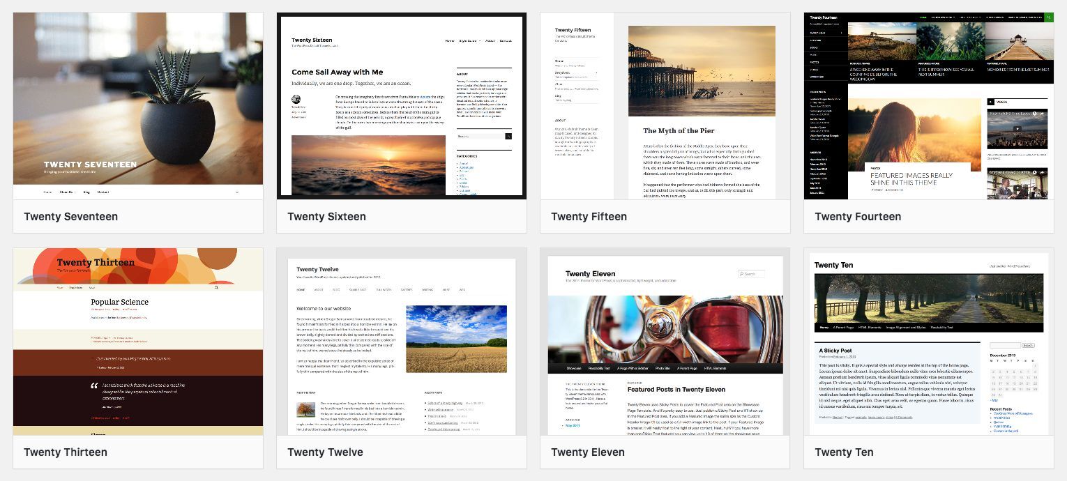 Temas padrão do WordPress