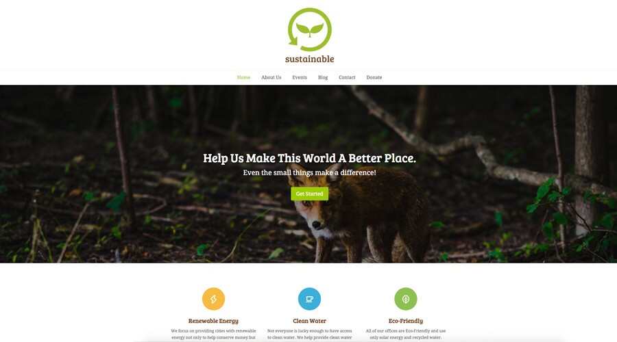 Demonstração do tema WordPress sem fins lucrativos Total Eco