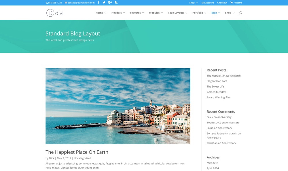 Divi Multiuso, Tema WordPress de Blog
