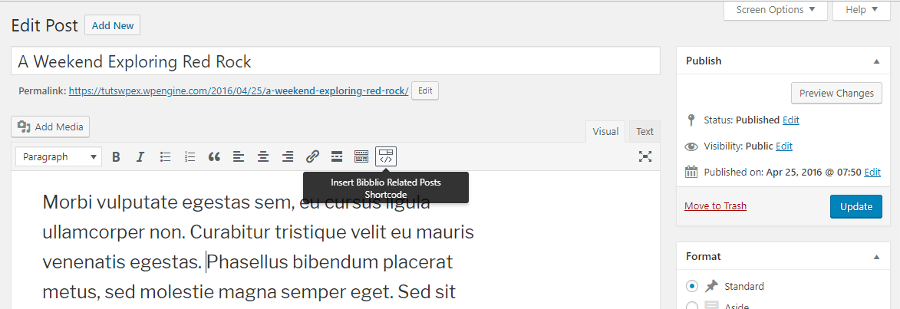 Posts relacionados para WordPress por códigos de acesso Bibblio