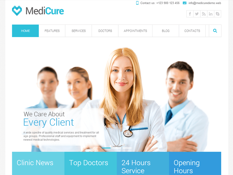 Tema WordPress Medicure Saúde e Medicina