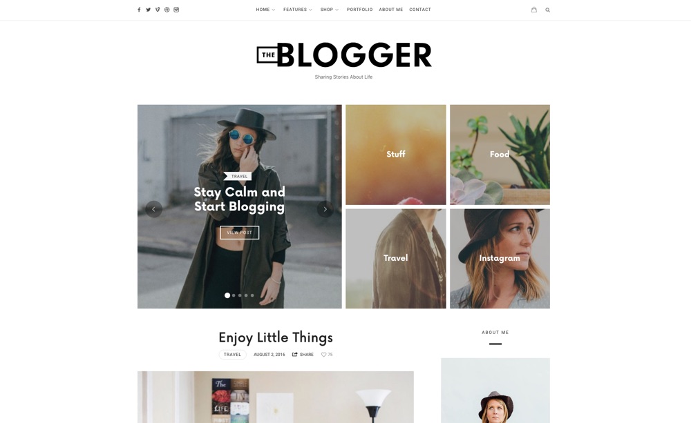 Tema de blogs WordPress TheBlogger