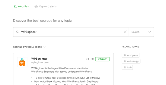 Assine um site usando o Feedly