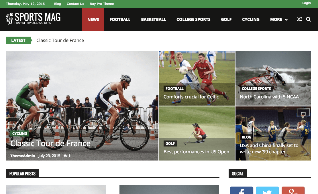 Tema da revista esportiva