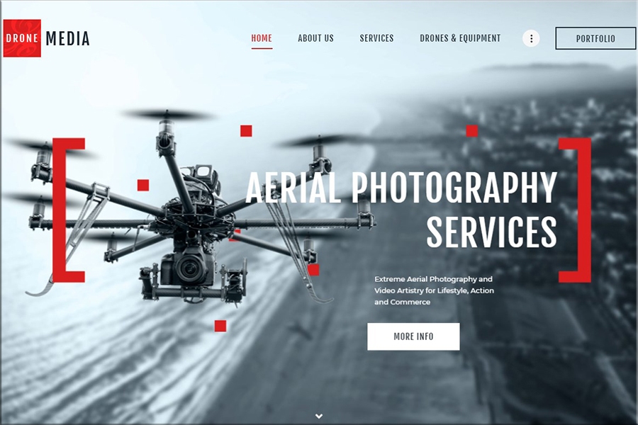 Drone Media - Tema WordPress de fotografia aérea e videografia
