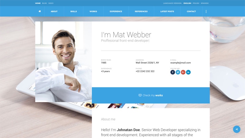 Eu sou Mat Material Design Currículo Tema