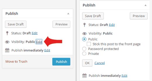 Fazendo posts privados ou protegidos por senha no WordPress