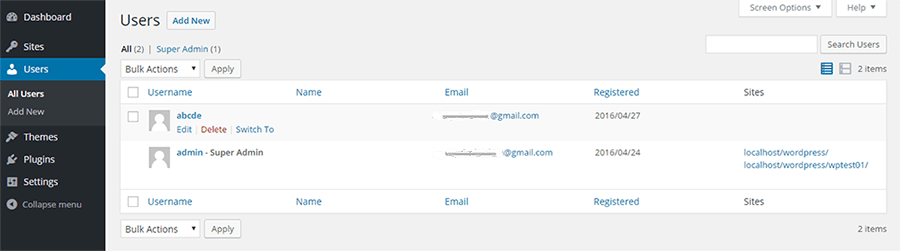 Plugins para WordPress Multisite: Troca de usuário