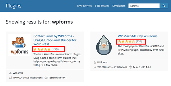 Revise as estrelas exibidas na pesquisa de plugins do WordPress
