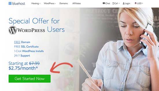 Bluehost começar