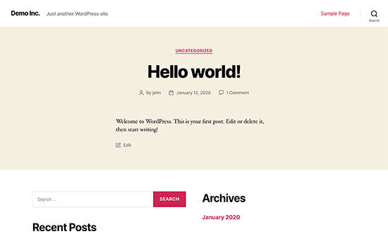 Tema padrão do WordPress