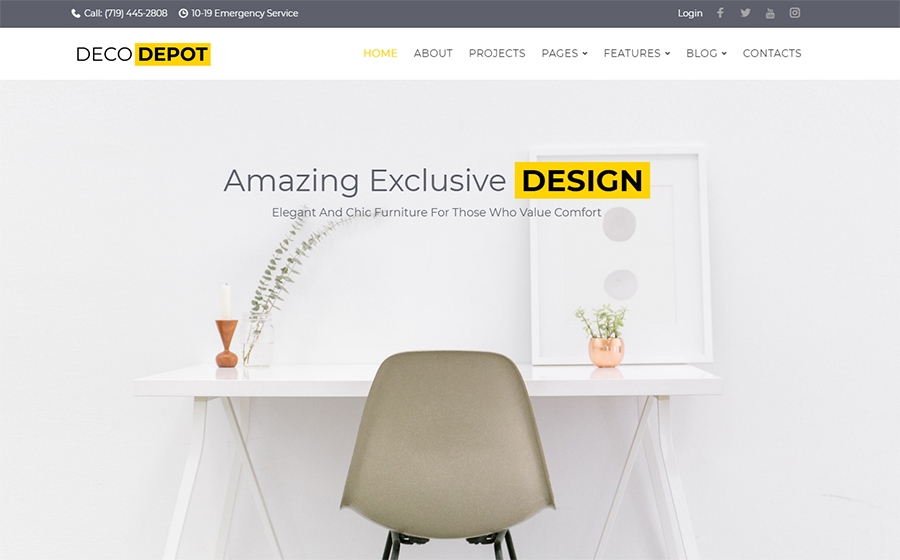 Tema WordPress da empresa de móveis DecoDepot