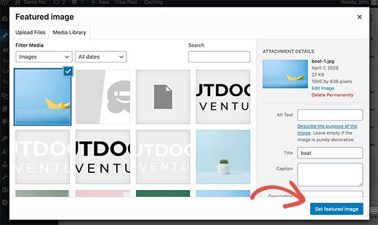 Configurando uma imagem em destaque