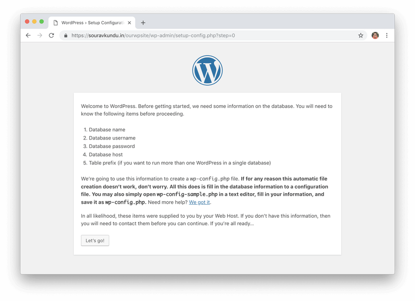 wordpress 5 minutos instalar 2 iniciar