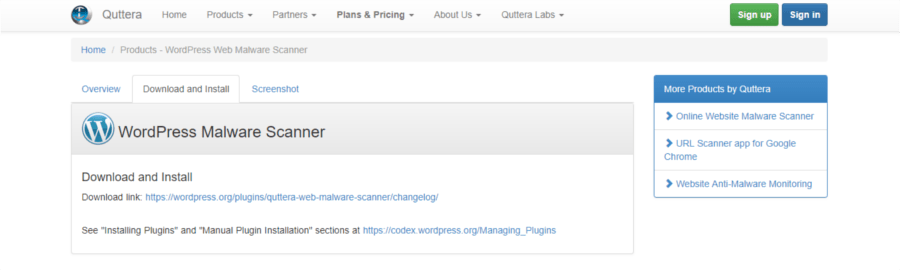 Scanner WordPress Quttera
