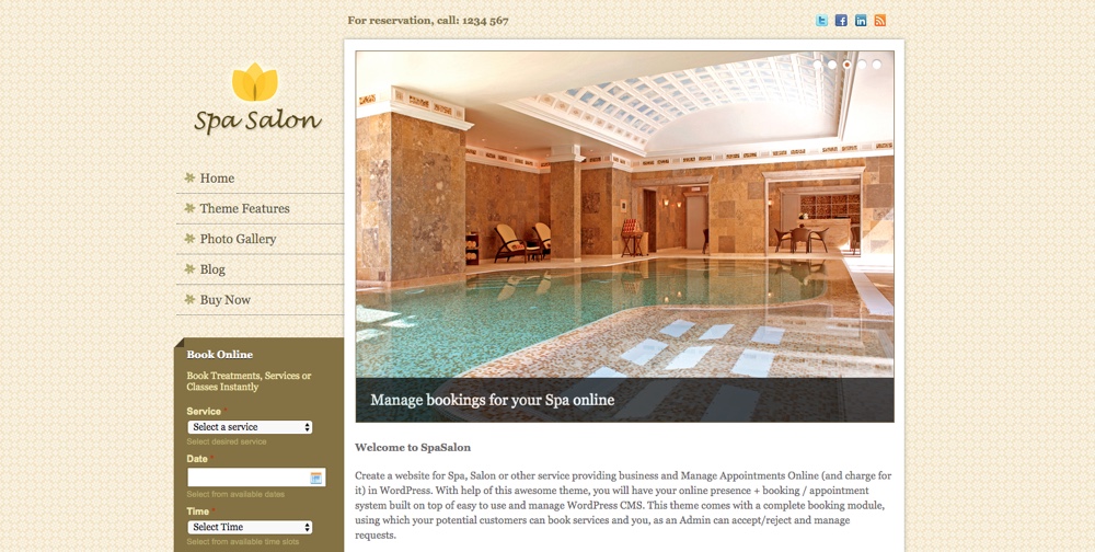 Tema WordPress de salão de spa