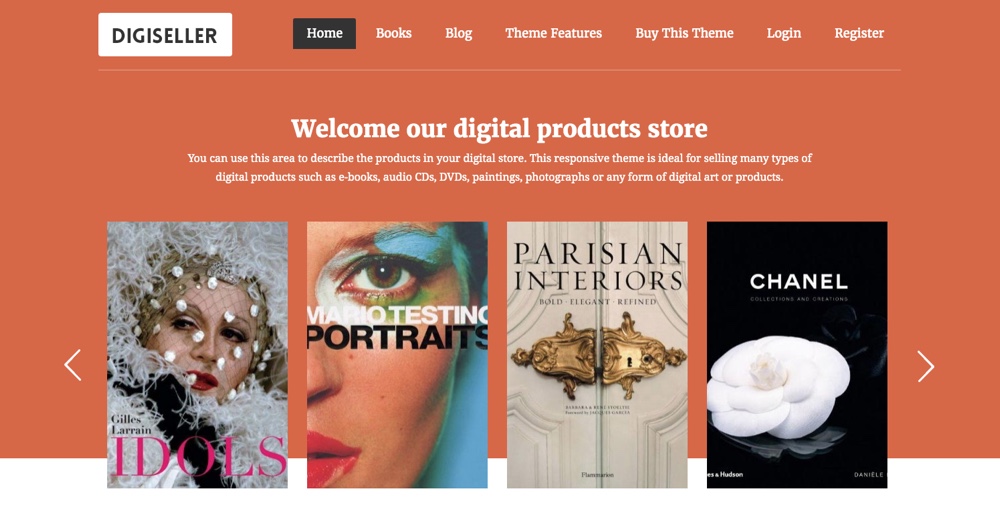 Tema WordPress da loja de downloads digitais DigiSeller