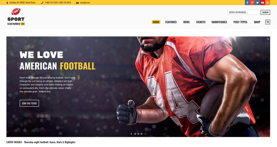 Sports Club - Tema de notícias de futebol, futebol, esporte