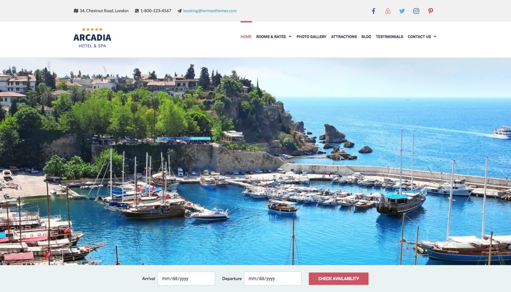 Tema WordPress Arcadia Hotel