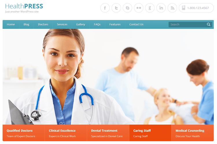 Tema WordPress HealthPress Saúde e Medicina