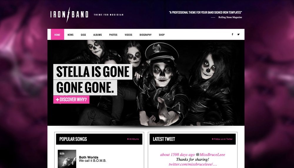 IronBand - Tema WordPress de banda de música e DJ