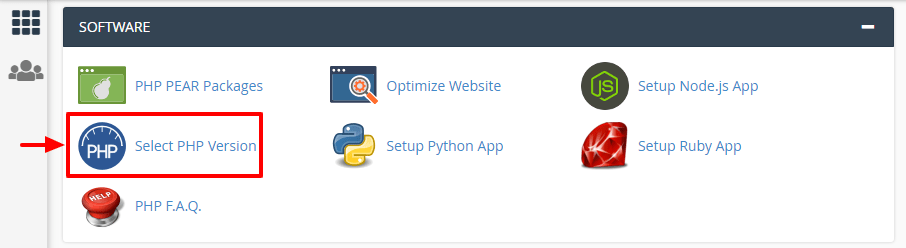 selecionando a versão do php no cpanel