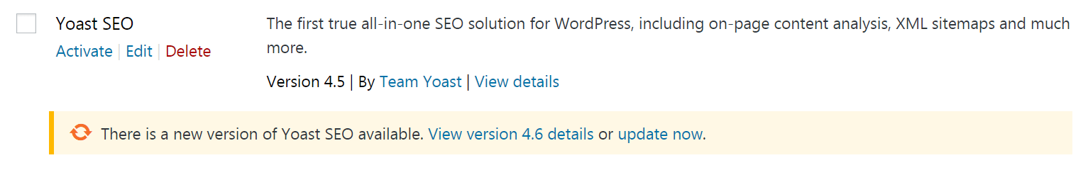 Um plugin que precisa ser atualizado.